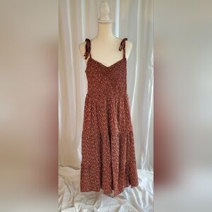 Madewell Lucie Smocket Tie Strap Tiered Midi Dress in Florentine Floral Boho